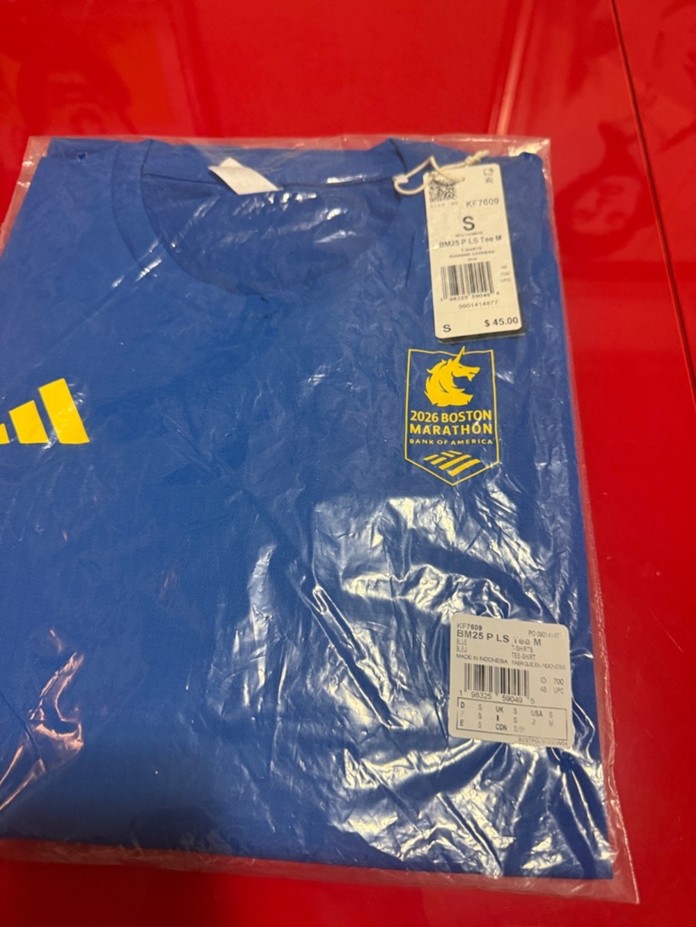 NWT 2026 Boston Marathon Finisher Adidas Long Sleeve Tee - Men's Small